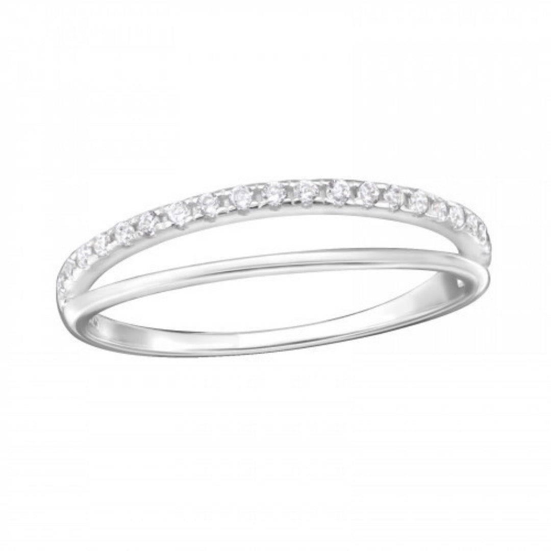 ANILLO DOBLE CON CINTILLO DE CIRCONES