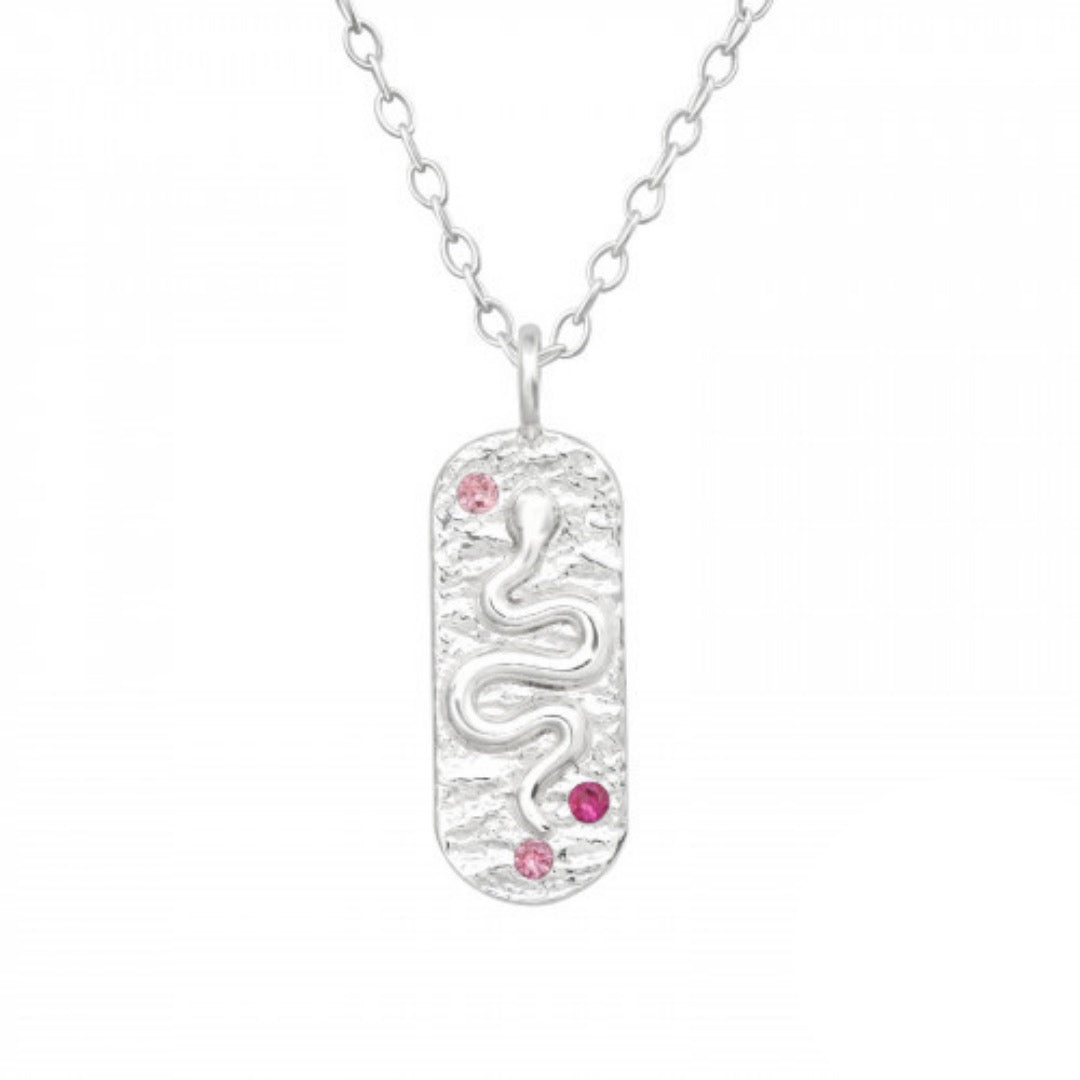 COLLAR SERPIENTE CON CIRCONES ROSA