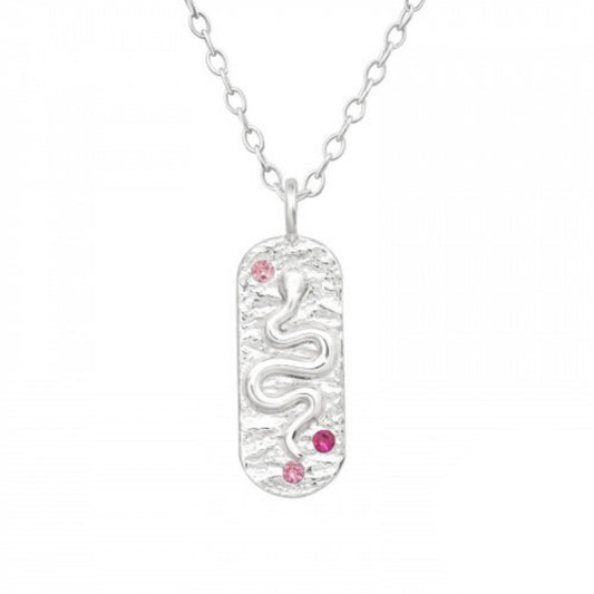 COLLAR SERPIENTE CON CIRCONES ROSA